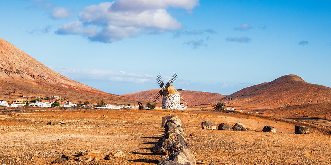 Old Windmills of Villaverde in the northern part of Fuerteventura.